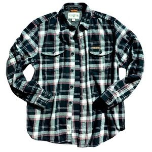 Field & Stream Black Flannel Normcore Button Down Shirt Tartan Plaid Shacket